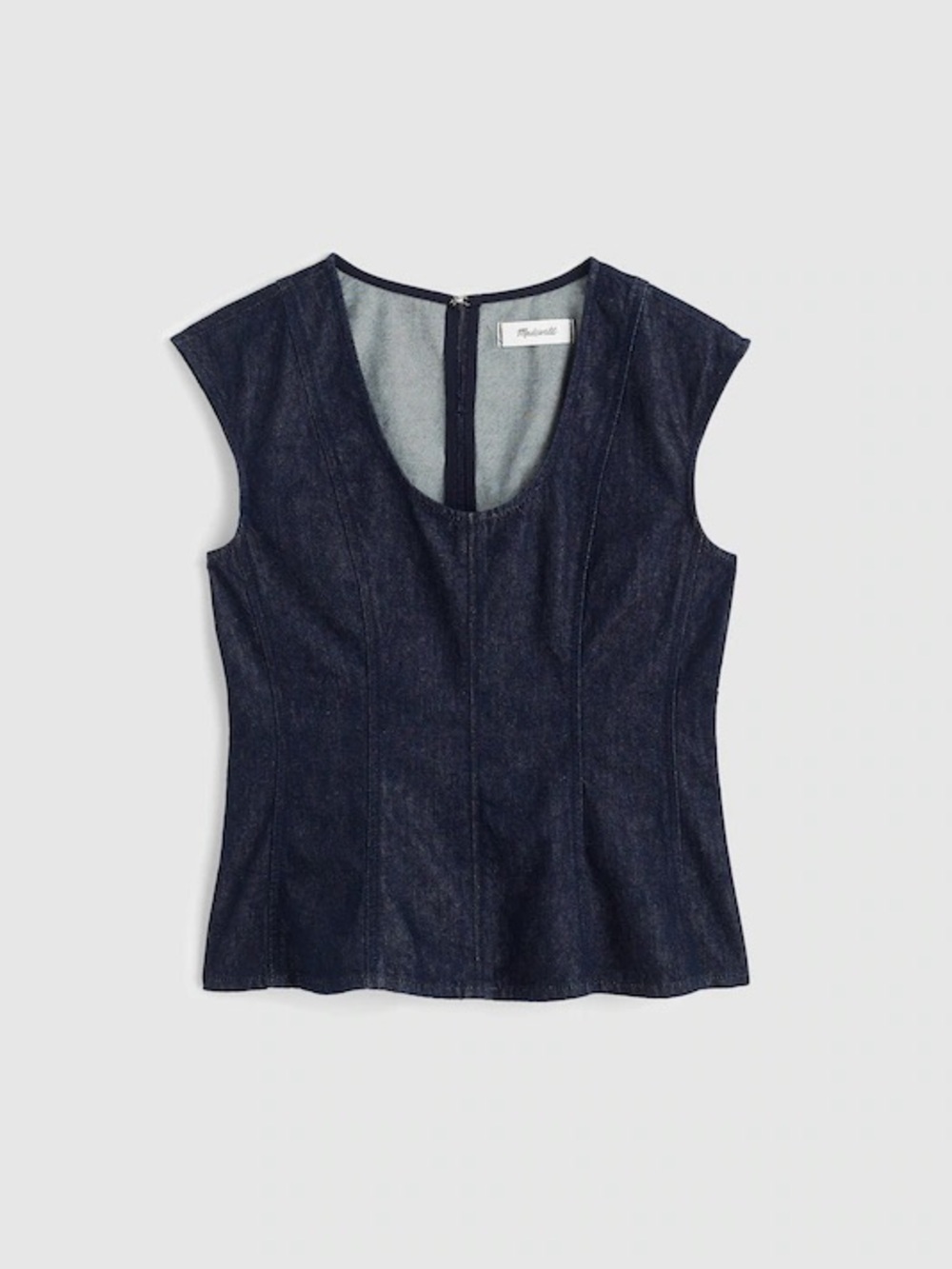 Madewell Denim Seamed Scoopneck Top in Rinse Wash